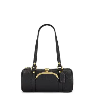 Coach Coach Originals Textured Pebble Leather Kisslock Barrel Bag 28 in Black