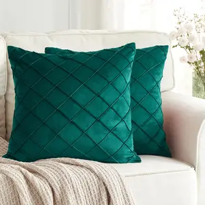 Pack of 2 Velvet Throw Pillows Sofa Decorative Christmas Throw Pillow Covers Soft Solid Cushion Case for Bedroom Car Outdoors