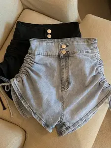 Shirring Denim Shorts