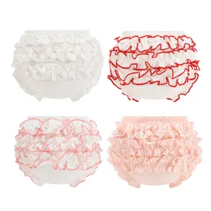 4-Pack Pure Cotton Girls Bloomers Underwear Soft Baby Breathable Undies for Girls Infant Ruffle Diaper Cover Toddler Kids Dress Briefs Panties