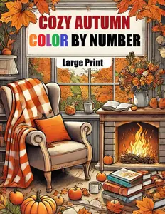 Cozy Autumn Color By Number Coloring Book: Large Print Autumn Coloring Book for Adults, Seniors and Kids