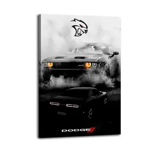 Dissolve Dodge Challenger Hellcat Artistic Wall Decor, Waterproof Canvas Poster, Cute And Vibrant Poster for Bathroom, Living Room, Bedroom, Dorm, A Perfect Gift Idea for New Year Home Decor