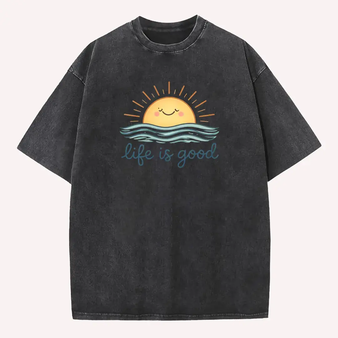 Acid Wash T-shirt Vintage Crew Neck Tee Shirt, Cotton Soft Breathable Fabric, Simple Daily Look, Comfortable All-Day Wear for Street Style Mothers Day Gift