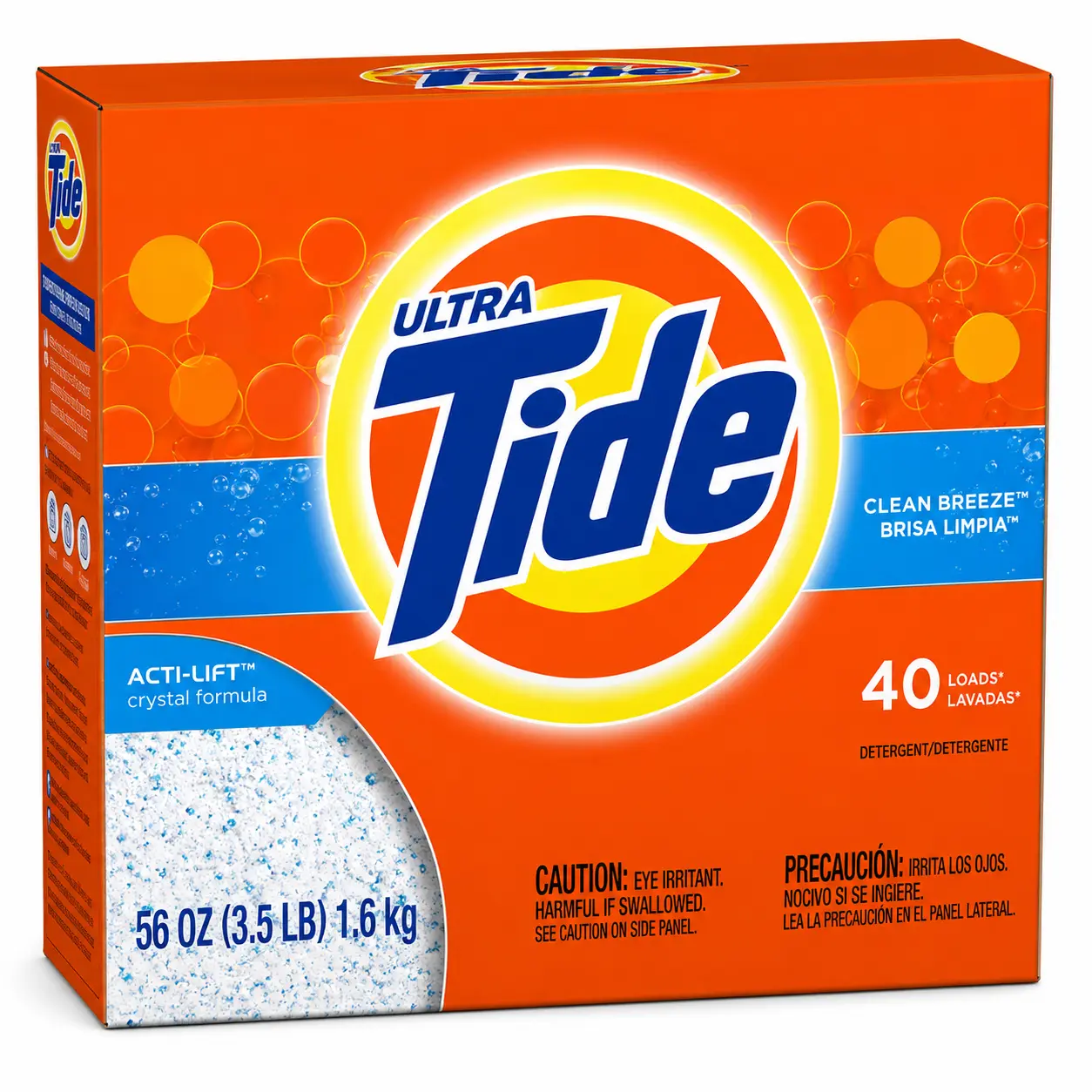 Tide Ultra Powder Laundry Detergent, Clean Breeze Scent, ACTI-LIFT Crystal Formula, 40 Loads, 56 oz (1.6 kg)