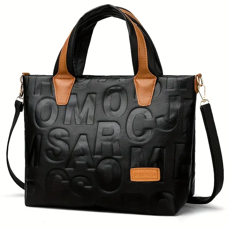 Women Crossbody Bag with Fashion Letter Embroidery Large Capacity Tote Bag for Daily Commute Outdoor Use