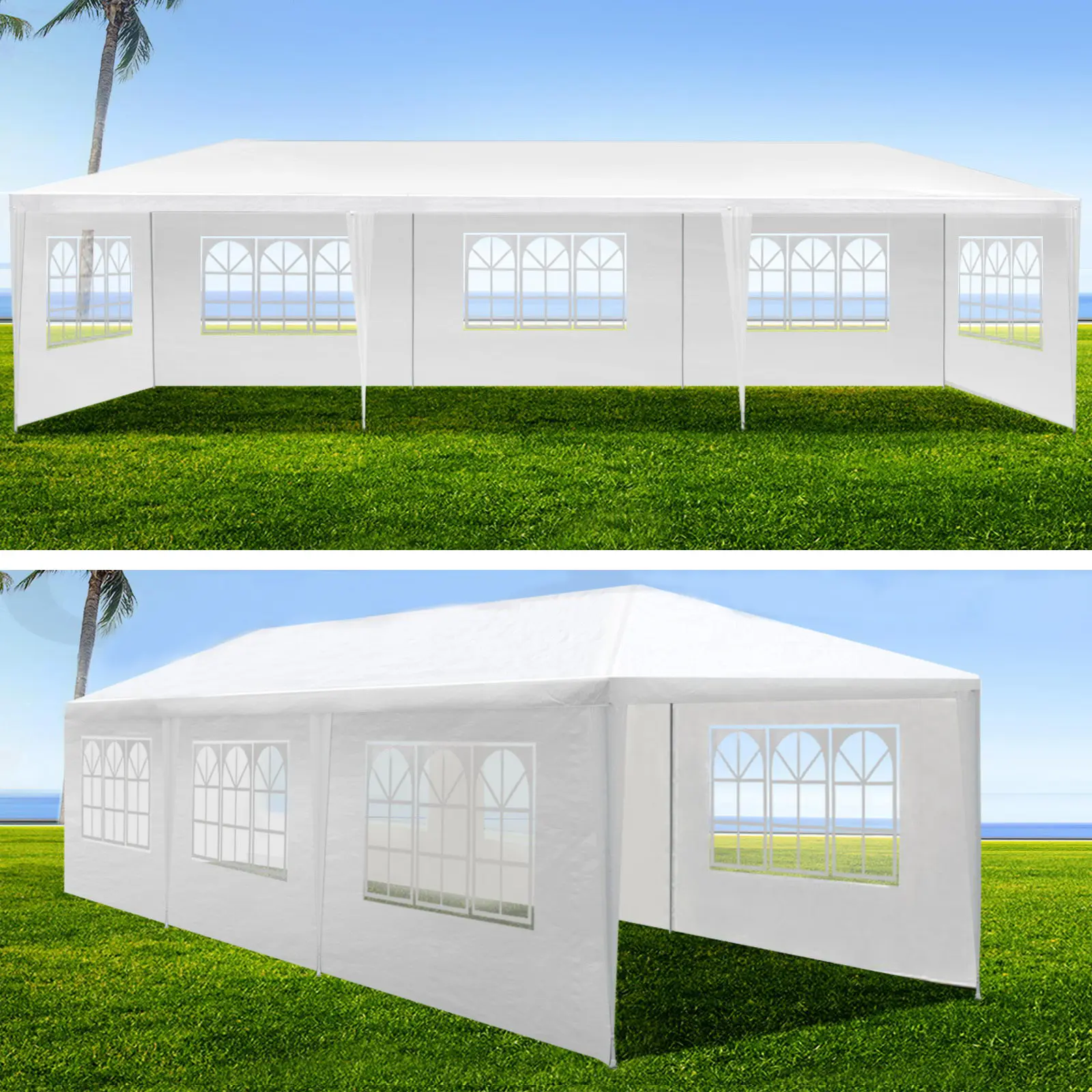 OPUL 10x30' Wedding Party Canopy Tent Outdoor Gazebo with 8 Removable Sidewalls, Easy Setup Canopy, Heavy Duty Gazebo Shelter Party Wedding BBQ Backyard Events, Waterproof Shelter UV Protection UPF50+, White