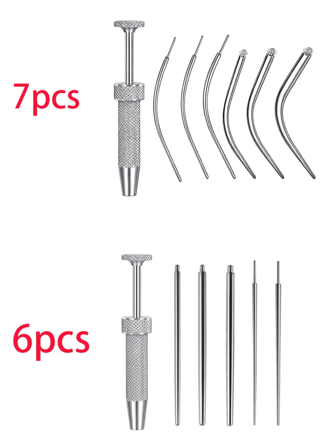 6/7PCS/Set Piercing Taper Ball Grabber Tool Set, 14g-20g Stainless Steel, Flat Back Earring Applicator, Ear Nose Eyebrow Tongue Navel Lip, Belly Button Piercing
