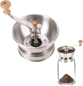Multi-Use Manual Hand Grinder - Adjustable Ceramic Burr Mill for Coffee Beans, Spices, Herbs, Pepper & Seeds - Non-Electric Crank Mechanism with Airtight Storage