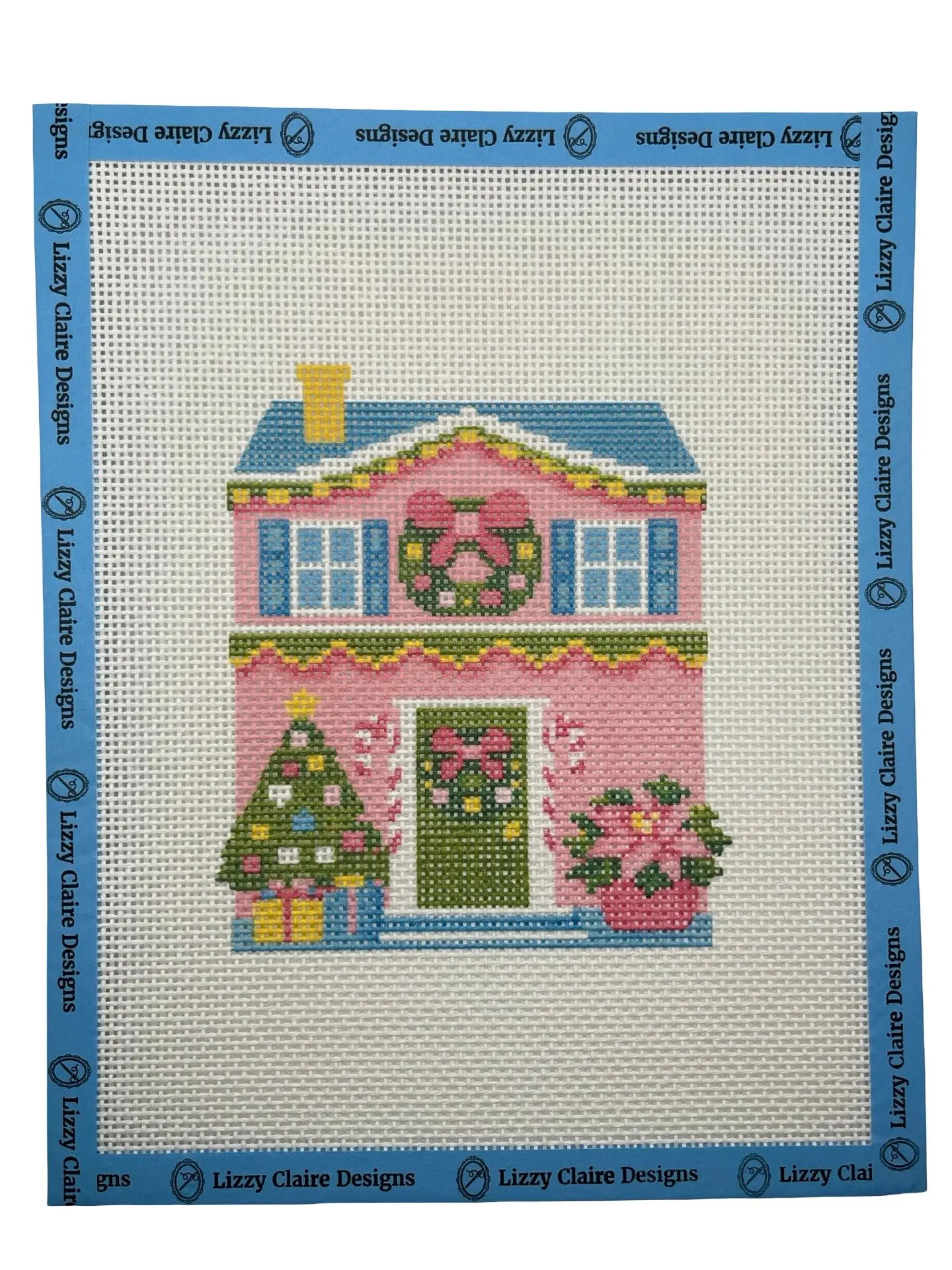 Lizzy Claire's Happy Neighborhood House - 13 mesh - 8 x 10 -  Needlepoint Canvas