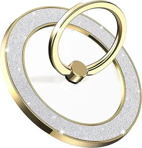 Pikabo Magnetic Phone Ring Holder for MagSafe Cell Phone Grip Stand Finger Ring Stand Compatible with iPhone 17 16 15 14 13 12 Pro Max MagSafe Accessories Android. (Glitter Gold)