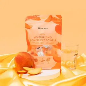 Peach Moisturizing Compressed Towel | Infused with Aloe Vera and Vitamin E