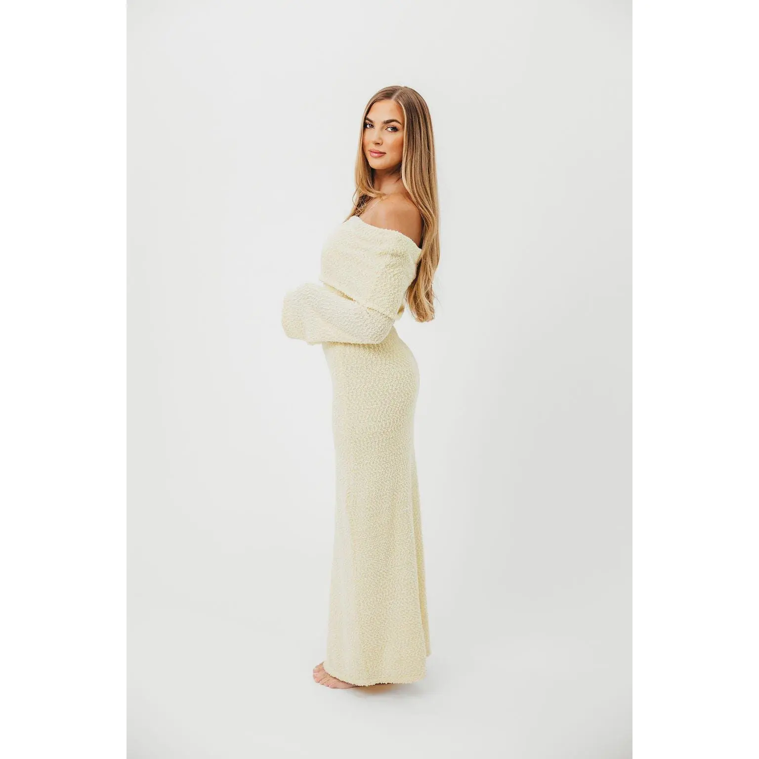 Nora Knit Maxi Dress in Butter Yellow - Bump Friendly - TikTok Shop