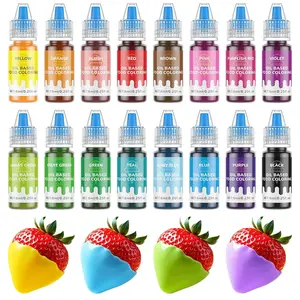 Oil-Based Food Coloring Set for Chocolate & Candy - 16 Vibrant Neon Colors, Flavorless Dye for Baking, Fondant, Cake & Icing Decorating
