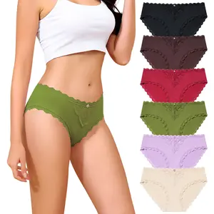 LEVAO Women's Lace Bikini Underwear 6 Pack, Soft Cheeky Panties, Breathable Lingerie Briefs, Ropa Interior Mujer