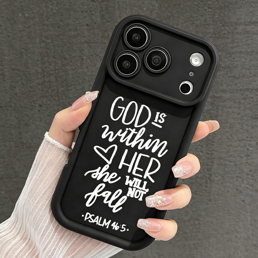 Psalm 46:5 God Is Within Her She Will Not Fall Phone Case for iPhone 11/12/13/14/15/16/17 Pro Max Plus & 17 Air, Christian Religious Shockproof Case TYJT260409020