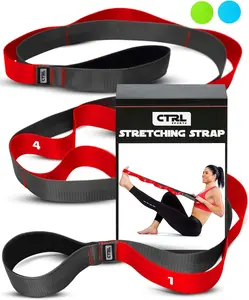 Stretching Strap with Loops - Non Elastic Stretch Band for Physical Therapy, Yoga Strap for Stretching Equipment, Stretch Bands for Exercise and Flexibility - Fascia, Hamstring & Leg Stretcher Belt CTRL Sports