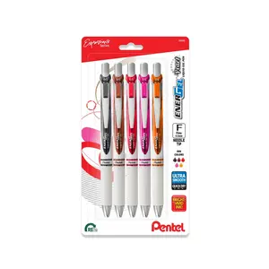 Pentel EnerGel RTX Pearl Liquid Gel Pen, Expressions Pack, (0.5mm) Needle Tip, Assorted Ink, 5-Pk