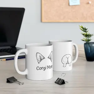 Corgi Mom Mug - Cute Ceramic Coffee Cup for Corgi Lovers Minimalist Design- Perfect for Morning Coffee Tea or Hot Chocolate
