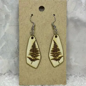 Elegant Wooden Fern Earrings