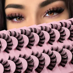 Fluffy False Eyelashes, Lightweight Natural Eyelashes, 1 Box Wispy Faux Cluster Lashes, Fake Eyelashes Clusters, Natural Curling Eye Makeup Strip Lashes, Full Volume Eyelash for Lashes Extensions, Cosmetic