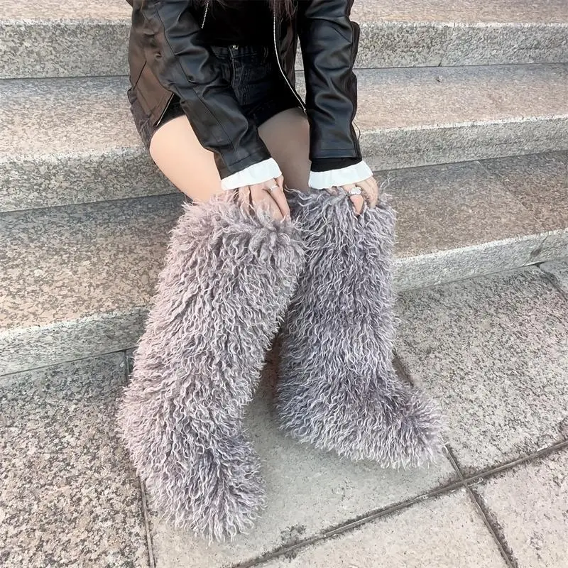 Knee-high Furry Snow Boots Y2K Girl Women Knee-high Furry Snow Boots Y2K Girl Women