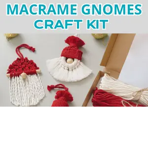 3pcs Macrame Gnomes Craft Kit, DIY Christmas Ornament Set, Polyester Holiday Home Decor, Perfect Gift for Family and Friends, All-Season Red & White