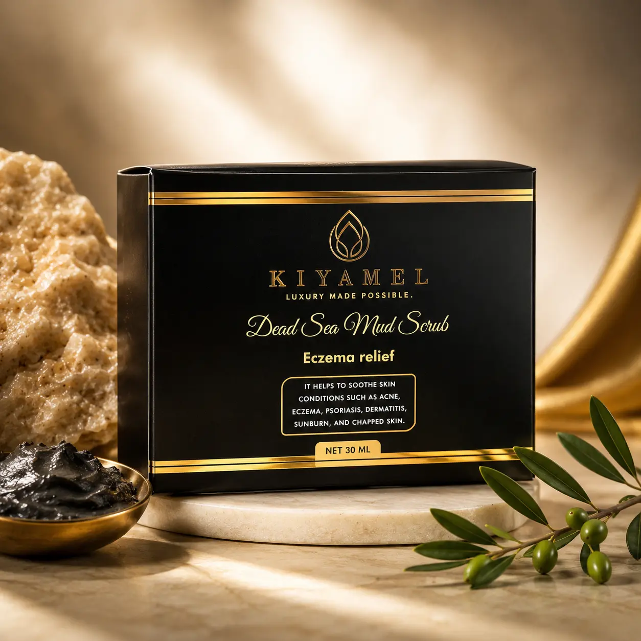 KIYAMEL Dead Sea Mud Scrub Soap - Eczema Relief Cleansing, Hydrating & Moisturizing, Daily Exfoliant for Skin Care