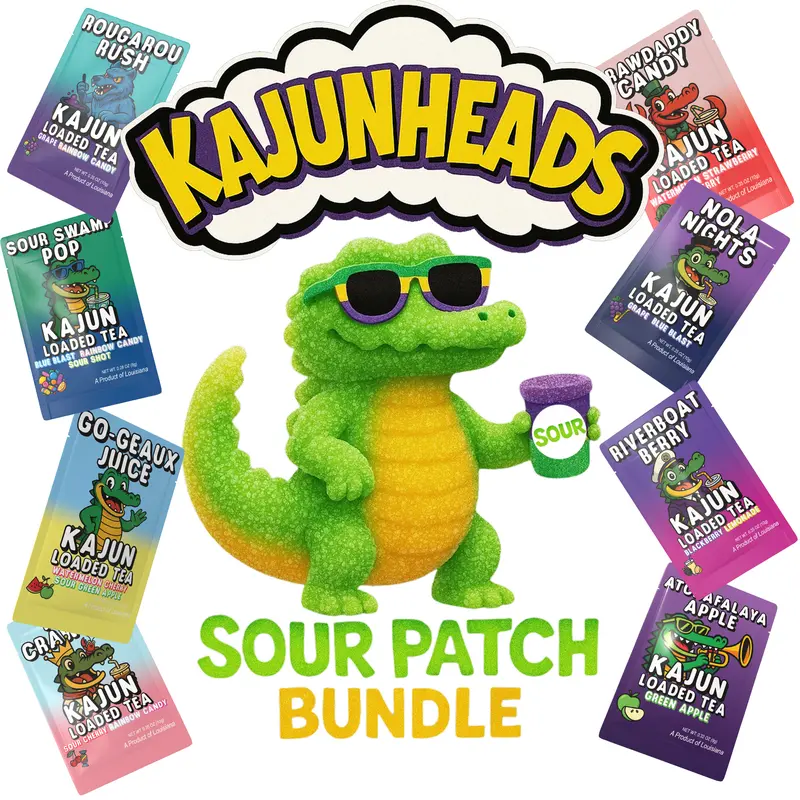 Kajunheads Sour Patch Bundle TikTok Editions - 8 Unique Sour Flavors Individually Packed Travel Friendly Watermelon Rainbow Green Tea Beverage Energy