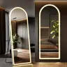 Sweetcrispy Aluminium LED Backlit Arched Floor Standing Mirror - Dimmable 3-Color 200-LED, Clarity-Adjustable, Safety-Enhanced Bedroom Body Mirror, Freestanding Wall-Saving, Multi-Mountable Modern Home Decor Bedroom Item Room Accessory