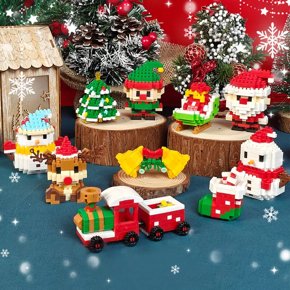 Girls' Christmas Tree Building Block Set, Reindeer Antlers & Bells Design, Small Beads Puzzle Toy, Educational Holiday Gift for Kids