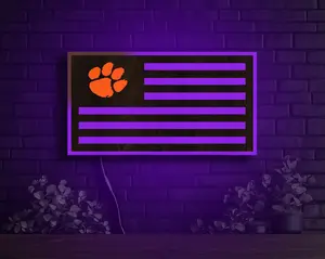Clemson Tigers Flag Wood LED Sign | Handcrafted, Officially Licensed, Made in USA
