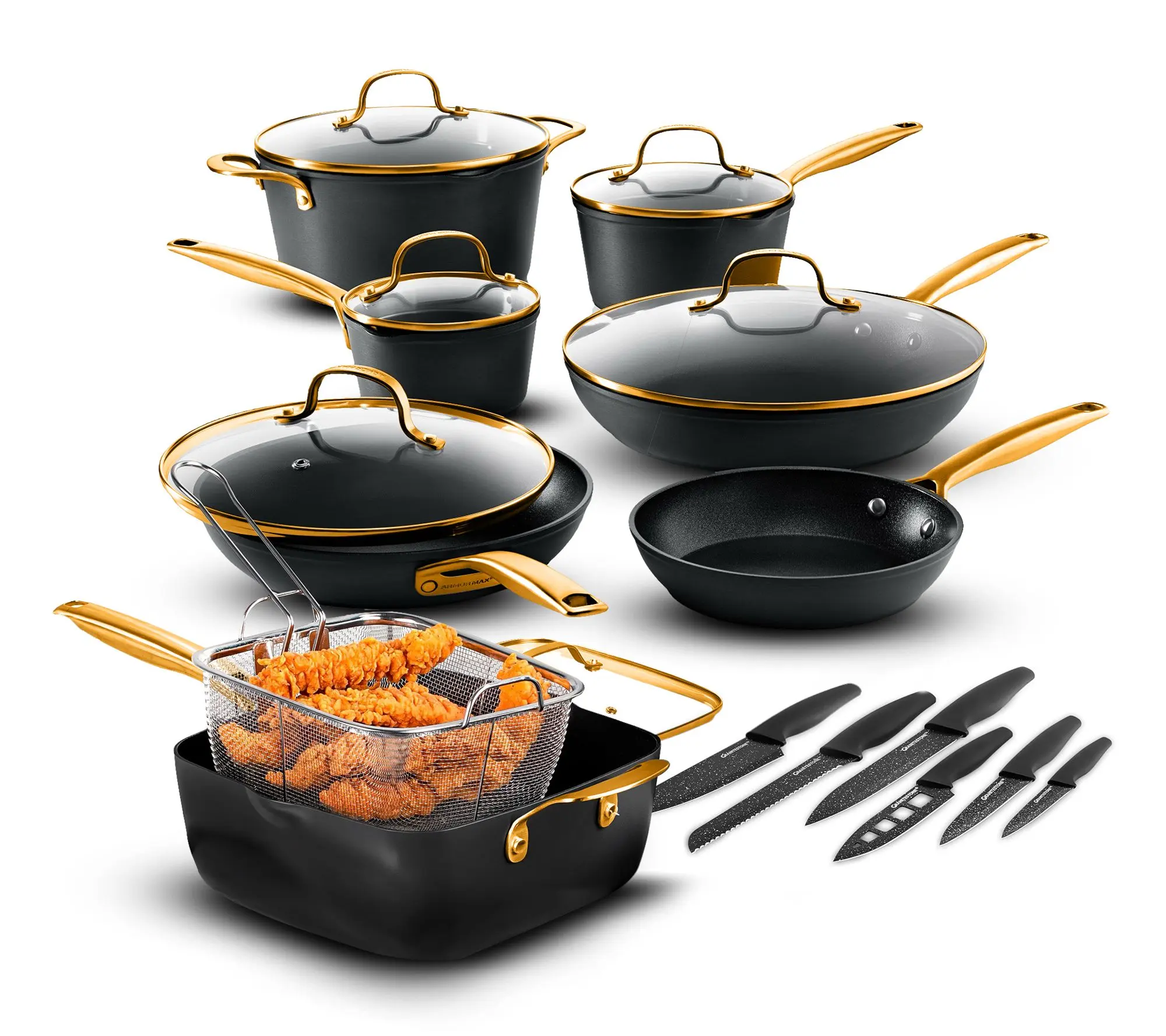 Granitestone Armor Max Gold 20 Piece Cookware and Bakeware Set Granitestone Armor Max Gold 20 Piece Cookware and Bakeware Set