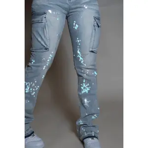 Kendrica Light Wash Rhinestone Stacked Jean