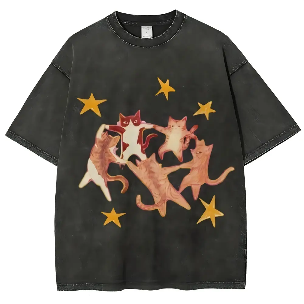 Five Cats Unisex Vintage, Unisex Vintage Tee, Vintage Coloful Tee, Natural & Animal Planet Unisex Streetwear Graphic Top