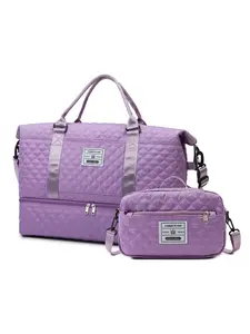 Women's Fashion Letter Pattern Quilted Tote Bag Set, Large Capacity Travel Bag Set, with Small Bag, Casual Sports Bag Set