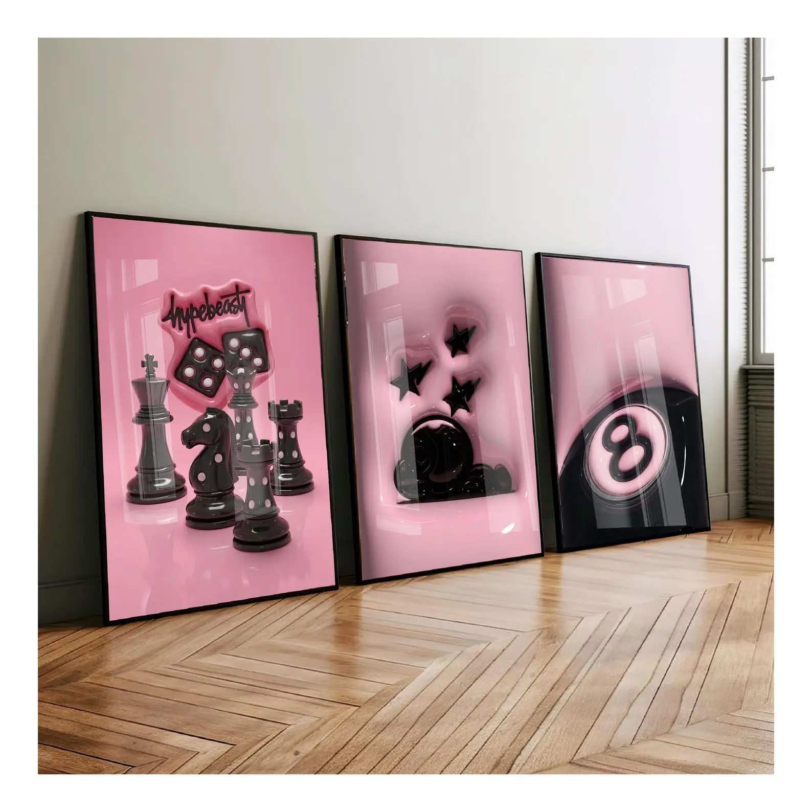 [NO FRAME] Set Of 3 HypeBeast Room Decor Poster, Hypebast kaws Poster, Cool Wall Art Set, 3D Wall Art Bundle, HypeBeast Wall Art, Trendy Wall Art