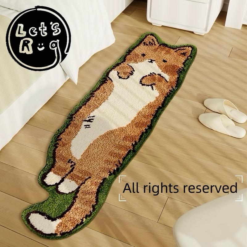 Let's Rug Cute Cat Tufted Rug 20"x60" Non-Slip Soft Polyester Animal Pattern Bedrooms & Living Rooms Fun Cat Design Runner Carpets Indoor Decor