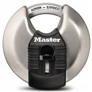 212 MAIN Master Lock M40XDHC Industrial Magnum Discus Lock - 2.75in. Stainless Steel, Boron Carbide Shackle, Anti-Theft Motorcycle Security Accessory
