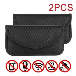 Faraday Bag for Phones and Keys, Signal Blocking Rfid Card Protective Phone Case, Radiation Shielding Key Pouch, Set of 2 for Ultimate Protection