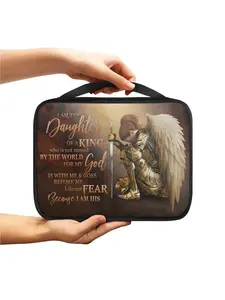 Portable Bible Cover with Handle and Zipper Pocket, Perfect Gift for All Seasons, Casual Style, Print Design, Church Bag, Zipper Pouches