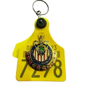 Cattle Tag Keychain Arete de Vaca Llavero con Concho