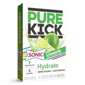 12x Pure Kick Hydrate Sonic Limeade Drink Mix - Refreshing Hydration Powder Beverage Pack