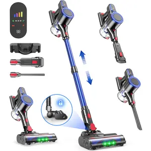 Self-Standing Cordless Vacuum Cleaner - 45kpa, 500W Powerful Suction for Pet Hair, 50Min & 8-in-1 Handheld Cordless Vacuum | HEPA Filter with LED Display | For Carpets, Floors & Car | Wall Mountable