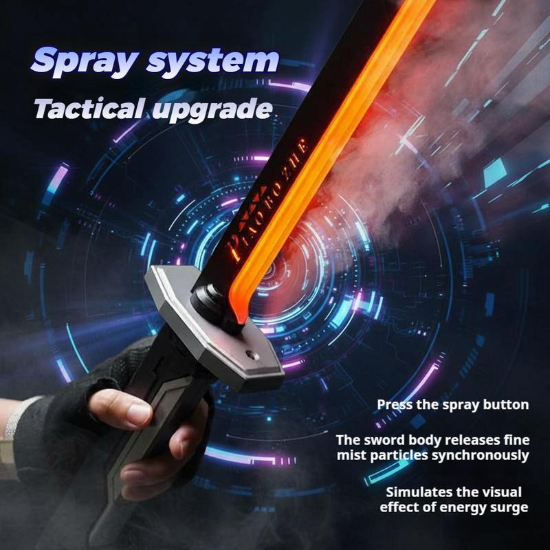 Cyberpunk Neon Sword Lightsaber Toy 31.5" Spark Blade Sound & Fog Eight-Color Streaming Light Effect Type-C Rechargeable for Rave, Cosplay & Display