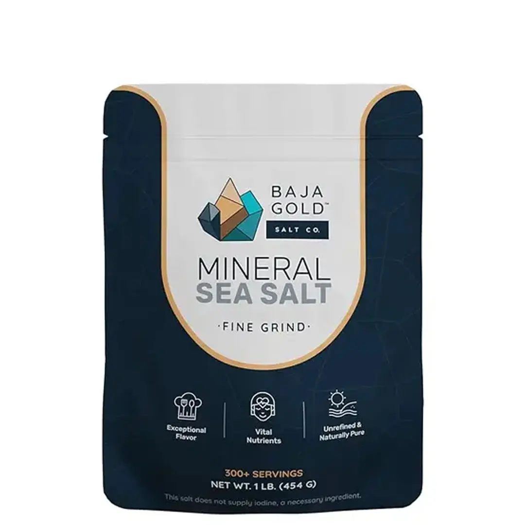 Baja Gold Signature Mineral Sea Salt - Fine Grind - The Only Authentic Baja Gold | Unrefined Baja Salt for Cooking, Baking, and Hydration | Low Sodium, Unrefined, Trace Mineral Rich, Kosher, Vegan | Ultra Flavorful