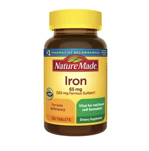 Nature Made Iron 65 mg Tablets, 365-Count Daily Dietary Supplement, Tablet