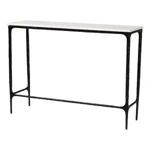 Marble Console Table - Accent Table with Hand-Forged Metal Frame, Rectangle