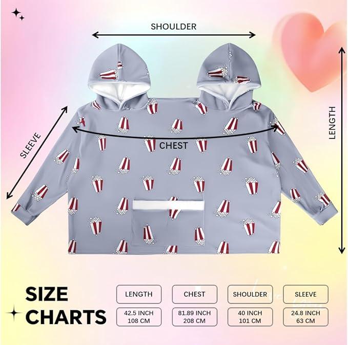 Couple Pajamas Funny Popcorn Flannel Matching Pajamas Oversized Hooded Sweatshirts with Pockets Unique Christmas Gift for Couples - Grey Couple Pajamas Funny Popcorn Flannel Matching Pajamas Oversized Hooded Sweatshirts with Pockets Unique Christmas Gift for Couples - Grey