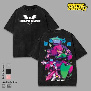Deltarune 'The Trio' Kris, Susie, and Ralsei Graphic Tees Washed Tee Game Acid Washed Lightweight Cotton TSHIRT, Gift For Gamer Men's Regular, men gifts graphic tee Fabric Menswear Streetwear Round Neck