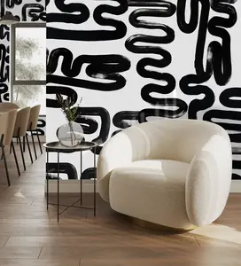 "Black Brushstroke" Oversized Wall Mural